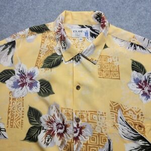 Iolani Hawaiian Vintage Adult 3XL Yellow Rayon  Floral Button Up